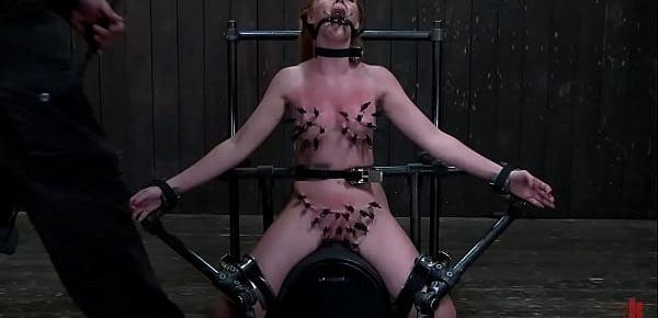 trendsGagged clamped sub on device bondage